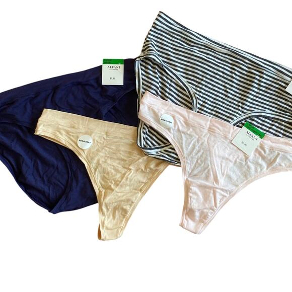 NEW ALFANI Ultra Soft Mixed Style Pantie Bundle of 4 Thong Bikini Hipster Large - Picture 1 of 5